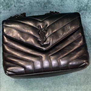Yves Saint Laurent Black Medium LouLou Shoulder Bag